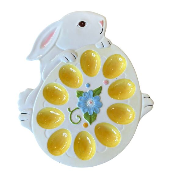 Pier 1 Imports Other - Pier 1 Imports Easter Bunny Deviled Egg Plate Hand Painted Decor Holiday Brunch